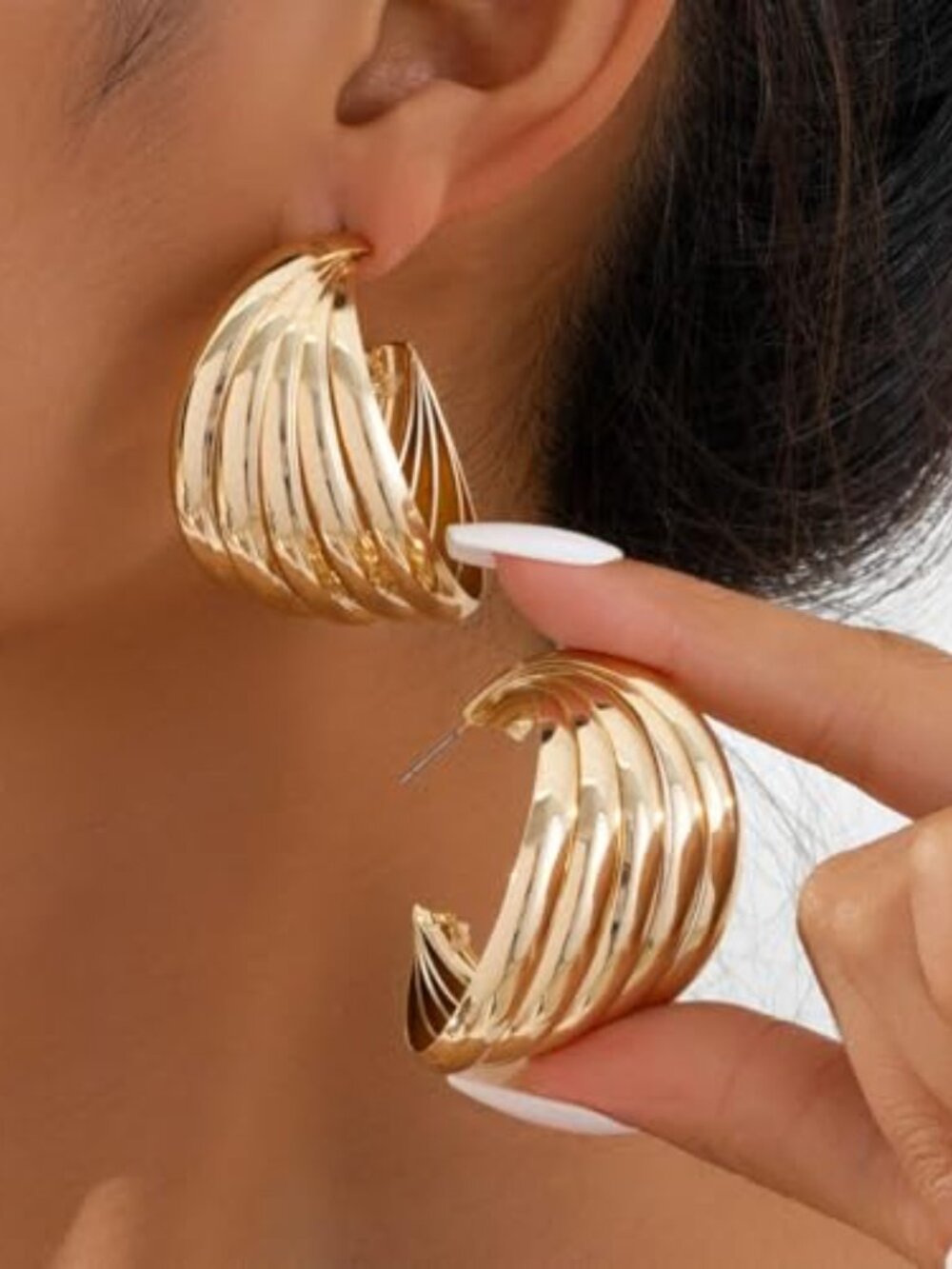 Gold Chunky Statement Earring for Prom Party,Oversized Exaggerated Dangle